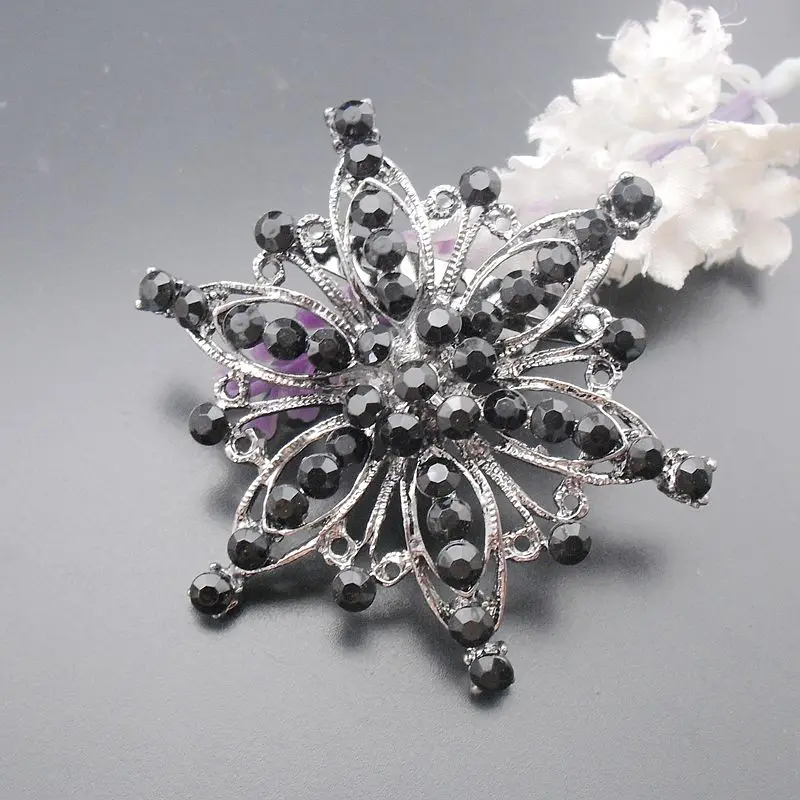 Большая черная Винтажная Брошь Стразы с металлическим покрытием артикул: