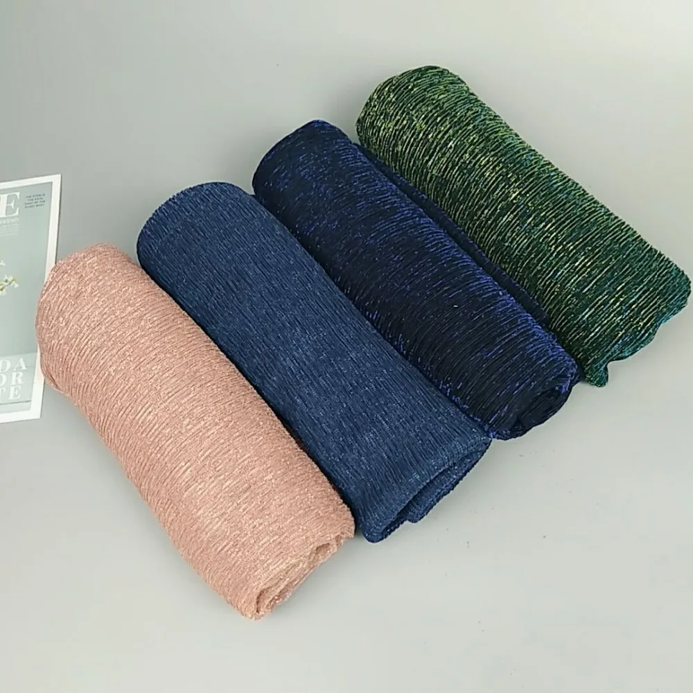 D1 glitter scarves plain shimmer elastic long headband fashion scarf hijab wraps muslim shawls