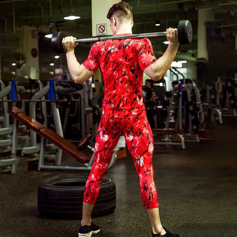 Горячие мужские s Новый компрессионный бодибилд спортивный костюм Demix Бег Фитнес