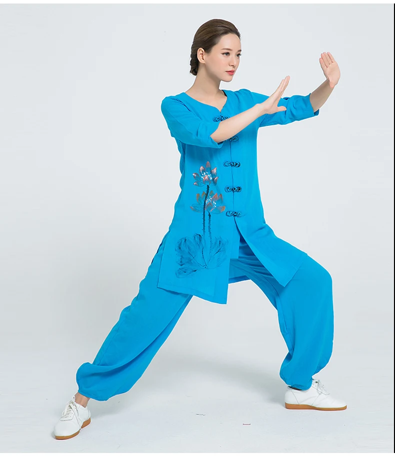 2018 New Product Linen Hand Painted Tai Chi robe Women Chinese Martial Arts Uniform include jacet and pants |