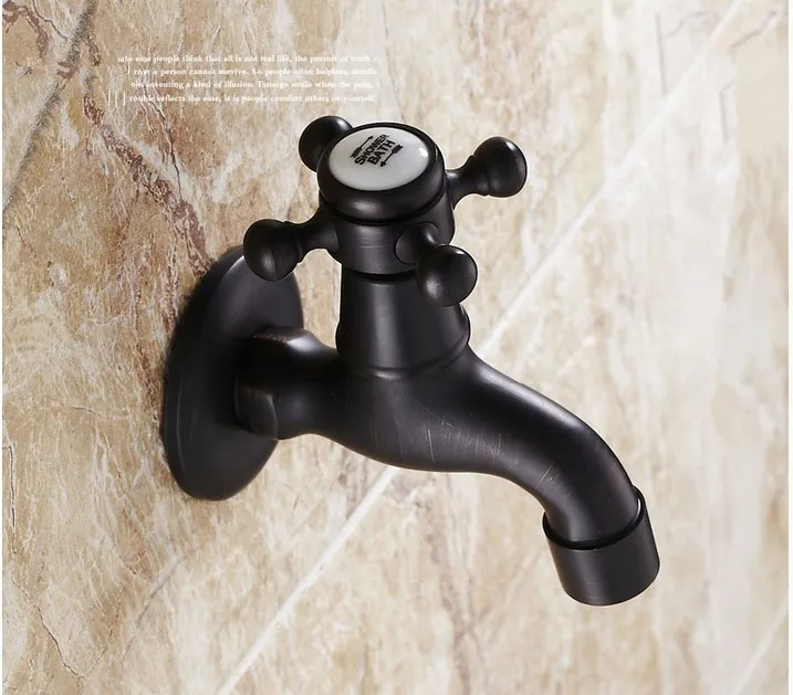 

Antique Wall Mounted Oil Rubbed Bronze Black Finish Washing Machine Taps Single Handle Bibcocks Cold Water Faucet /Mop Pool Taps