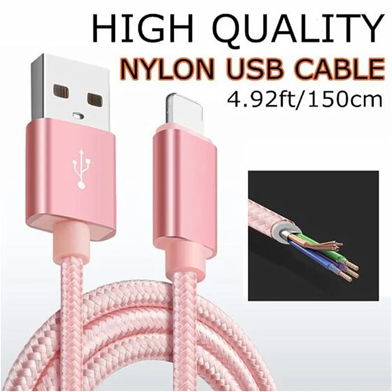5 футов/150 см Быстрая зарядка прочный нейлоновый Плетеный 8 контактный USB зарядное