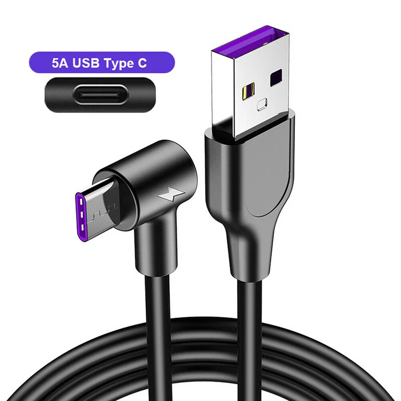 Кабель Usb Type C для быстрой зарядки 90 градусов 5 А кабель передачи данных зарядный