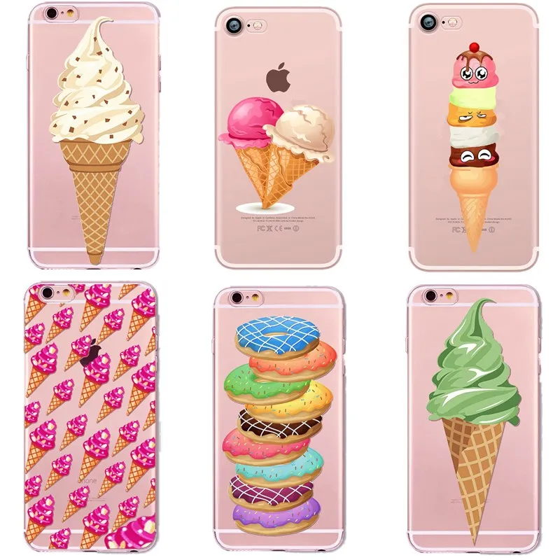 SICOOTE Luxury 2019 Transparent Ice Cream Girly Fashion Phone Accessories case for iphone X 7 8 plus 6 6s 5 5s se |
