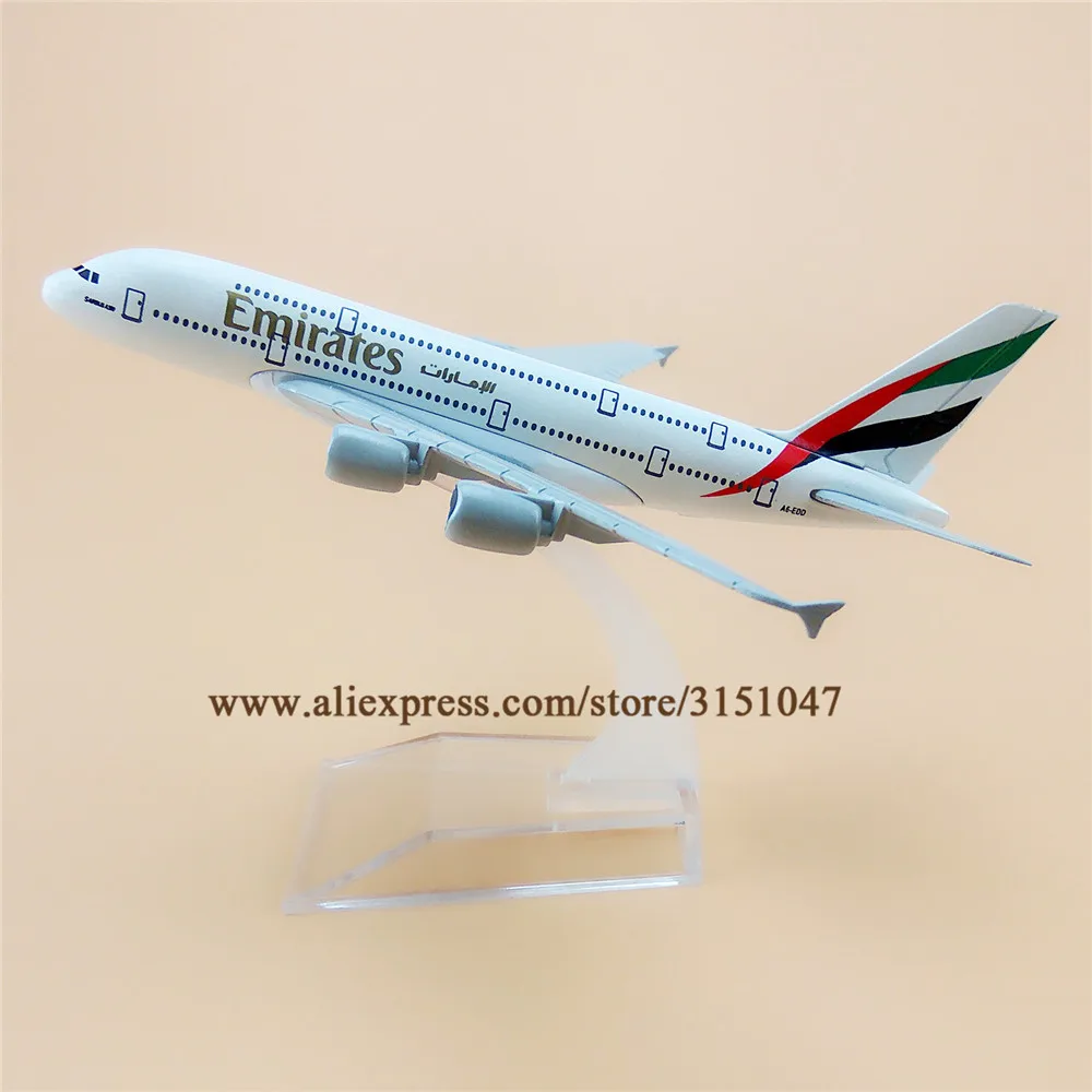 Модель самолета Air Emirates A380 Airlines Airbus 380 Airways 16 см модель из сплава металла с