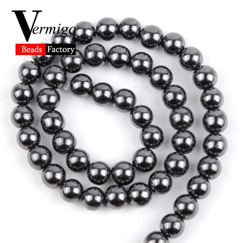 Black Hematite Натуральный микс драгоценных камней, Агаты, минералы, бусины, аметисты, лазурит, круглые бусины для браслета, изготовления ювелирных изделий, 4-12 мм, сделай сам - Цвет: Black Hematite