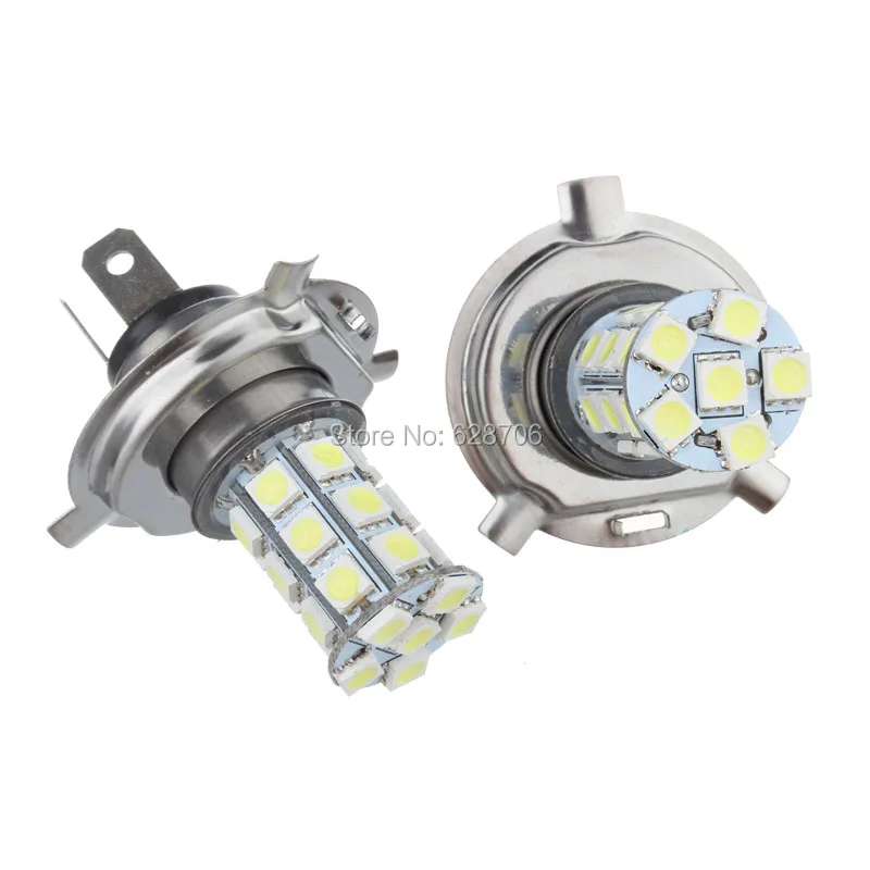 2 шт. 12 В автомобиль мотоцикл H4 светодиодные фары белые 5050 27 SMD светодиодный ные
