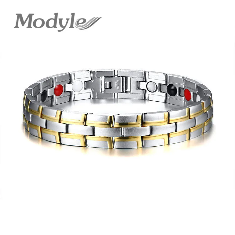 Mostyle исцеляющий магнитный браслет для мужчин из нержавеющей стали 4 элемента Био