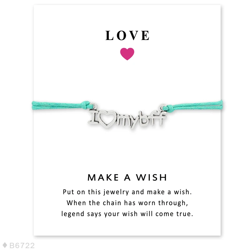 Мой лучший друг навсегда Вера Надежда Любовь Шарм карты браслеты Серый