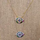 Роскошные ААА, сверкающие кубического циркония в стиле бохо Турецкий Дурной глаз кулон ожерелье с красочными cz ювелирные изделия