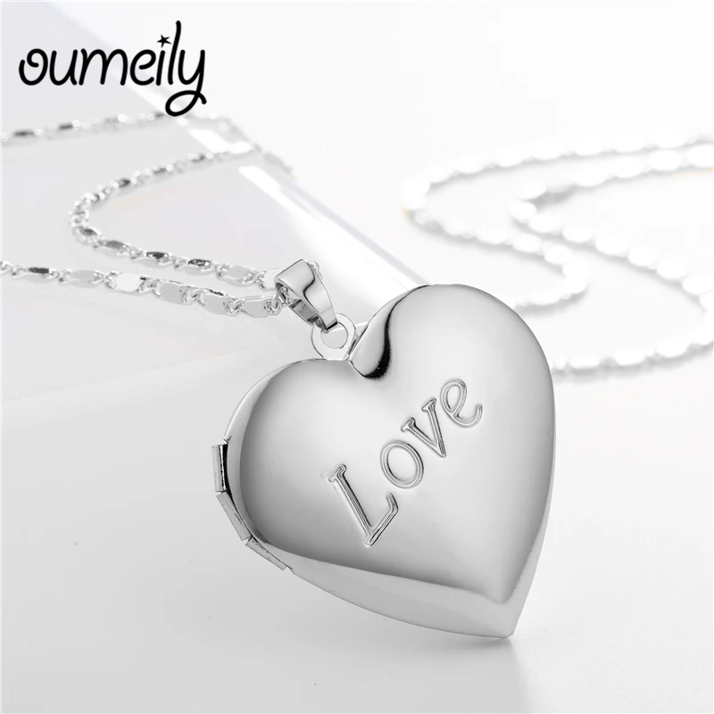 OUMEILY медальон ожерелье сердце кулон золотой серебряный цвет винтажное длинное