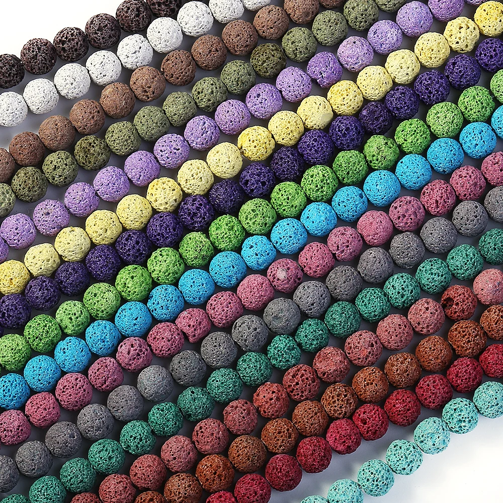 Approx 35pcs/String 10MM Natural Stone Lava Beads For Diffuser Necklace DIY Making Essential Oil Jewelry Women Gift | Украшения и