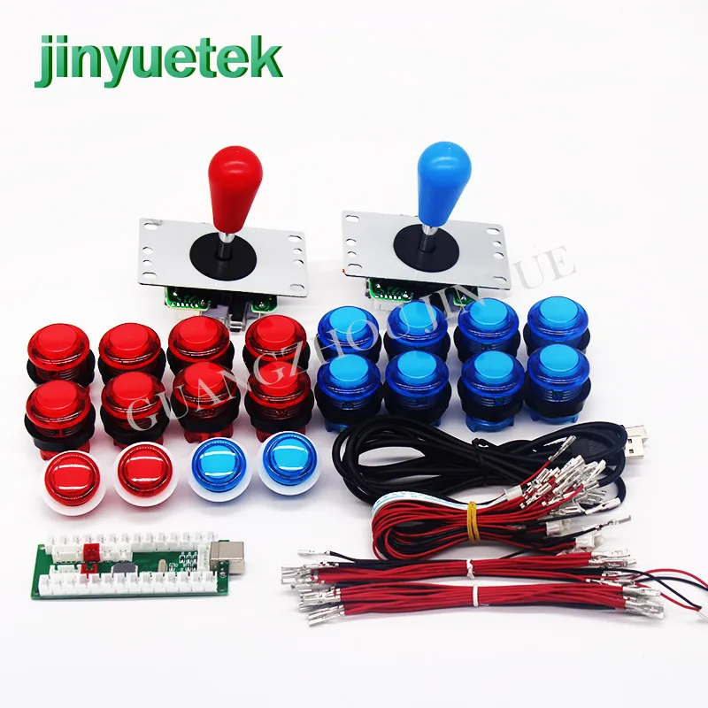Jinyuetek 2 игрока 2Pin DIY наборы кнопок USB контроллер кабели для джойстика аркадная игра