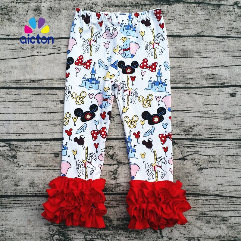 2017 оптовая продажа Модная детская одежда Хлопковые леггинсы с оборками и Микки