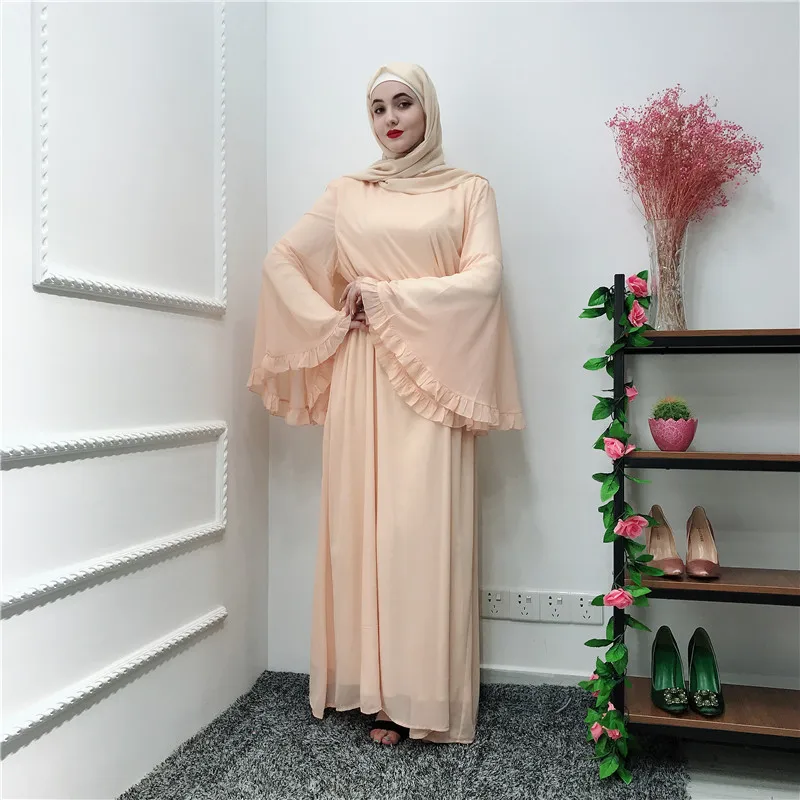 Chifffon Vestidos Рамадан кафтан абайя, арабское мусульманское Макси платье кафтан Elbise Hijab Eid платья Robe Femme Musulmane