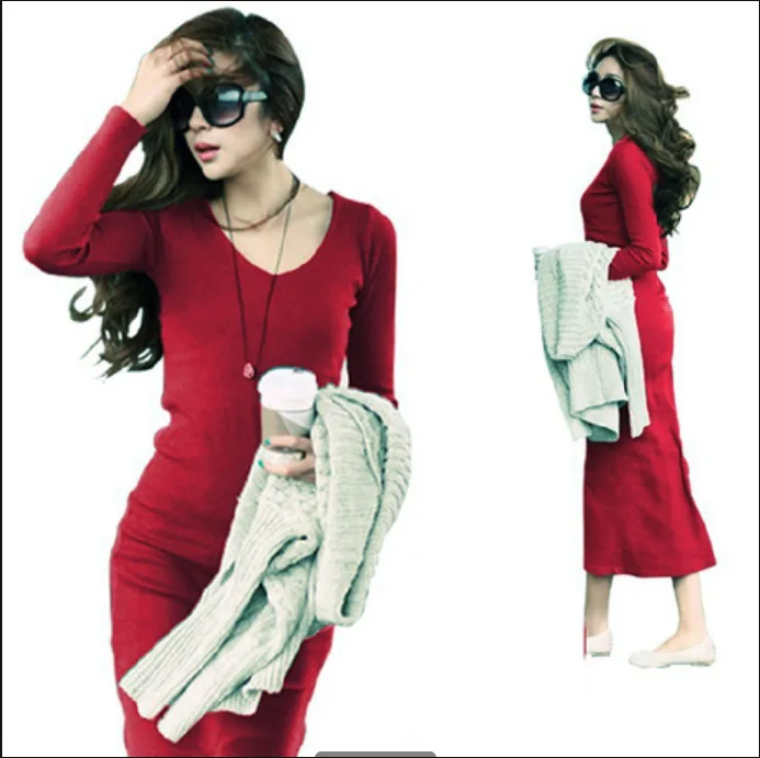 Classic knit Slim Korean dress casual highlights body fashion clothing spring and summer models wild clothes | Женская одежда