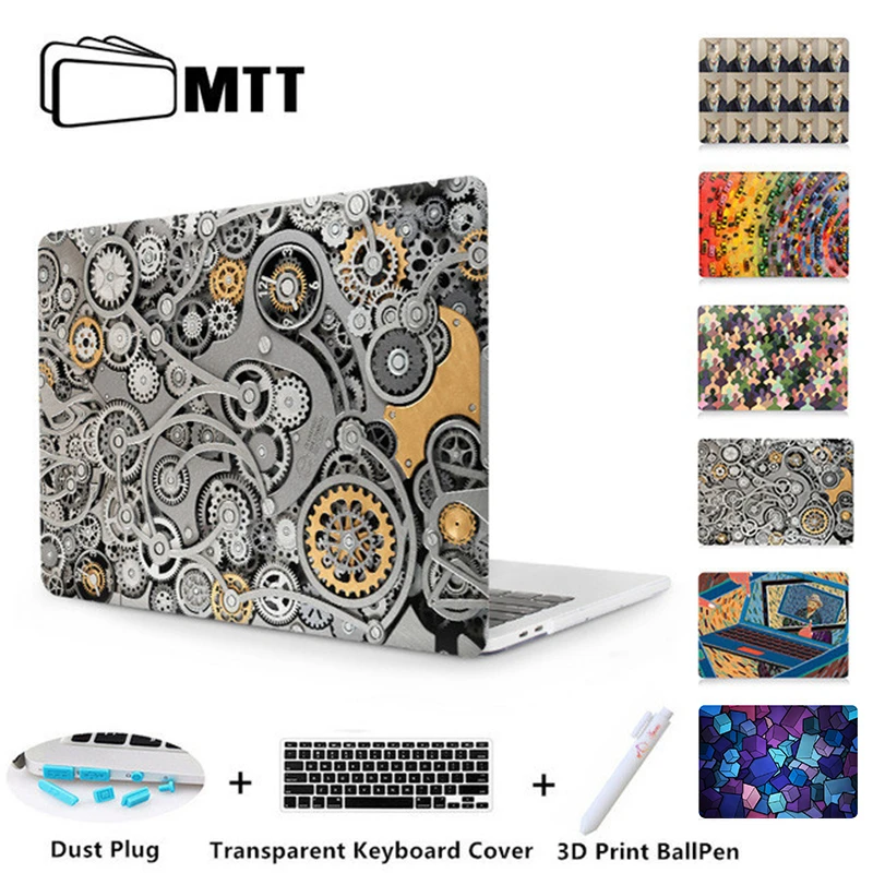 MTT плотный жесткий чехол с принтом для Apple Macbook Air Pro retina 11 12 13 15 с сенсорной панелью чехол для ноутбука для mac book air 13 дюймов Чехол