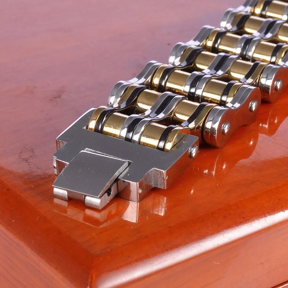 Крупные двухрядные браслеты из нержавеющей стали для мужчин ювелирные изделия