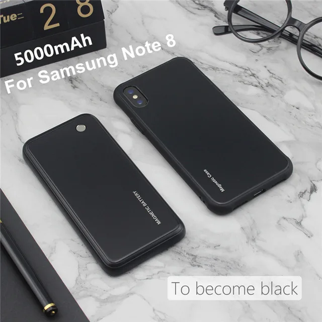 KQJYS 5000mAh беспроводной магнитный чехол для зарядки батареи s для samsung Galaxy S9 Plus Note 8 Note 9 чехол для питания - Цвет: Black  For Note 8