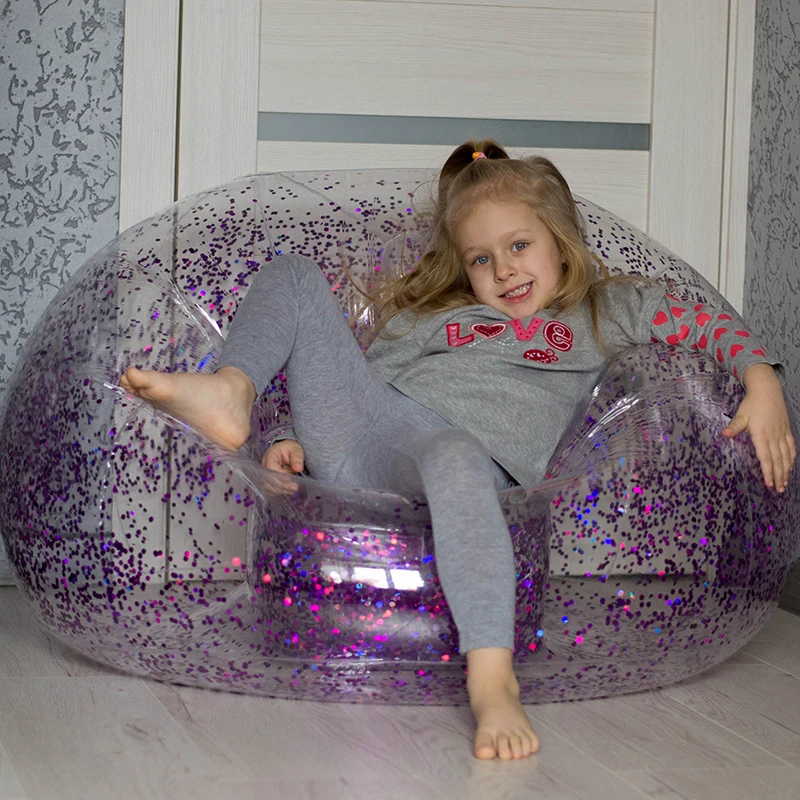

3 Colors Holographic Glitter Inflatable Floating Bed Swimming Lying Chair Air Lounge Mattress Water Sofa Beach Pool Accessories
