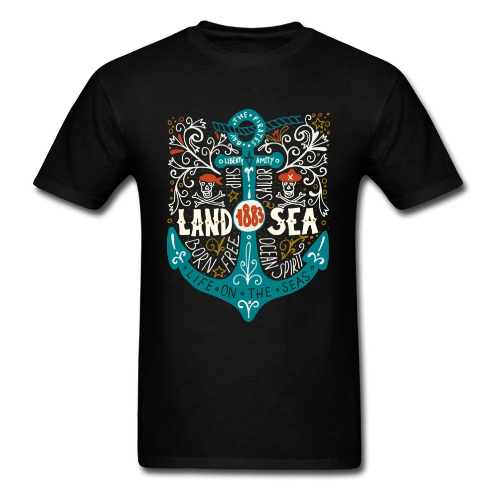 Забавные повседневные футболки Land and sea с коротким рукавом мужские топы из 100%