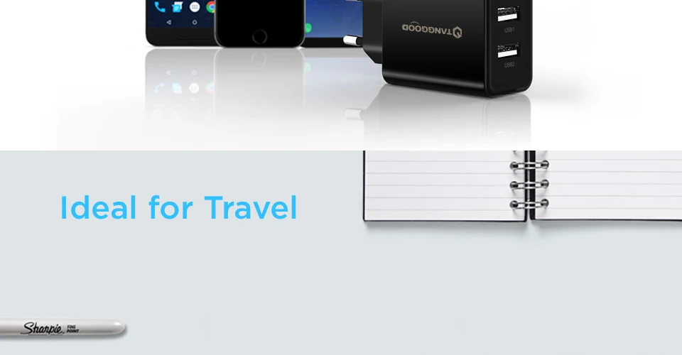 TANGGOOD Dual USB Зарядное устройство 5V 3.4A 17 Вт 2-Порты и разъёмы стены Зарядное устройство адаптер Универсальный мобильный телефон Зарядное устройство для samsung S8 iPhone X 8 Plus
