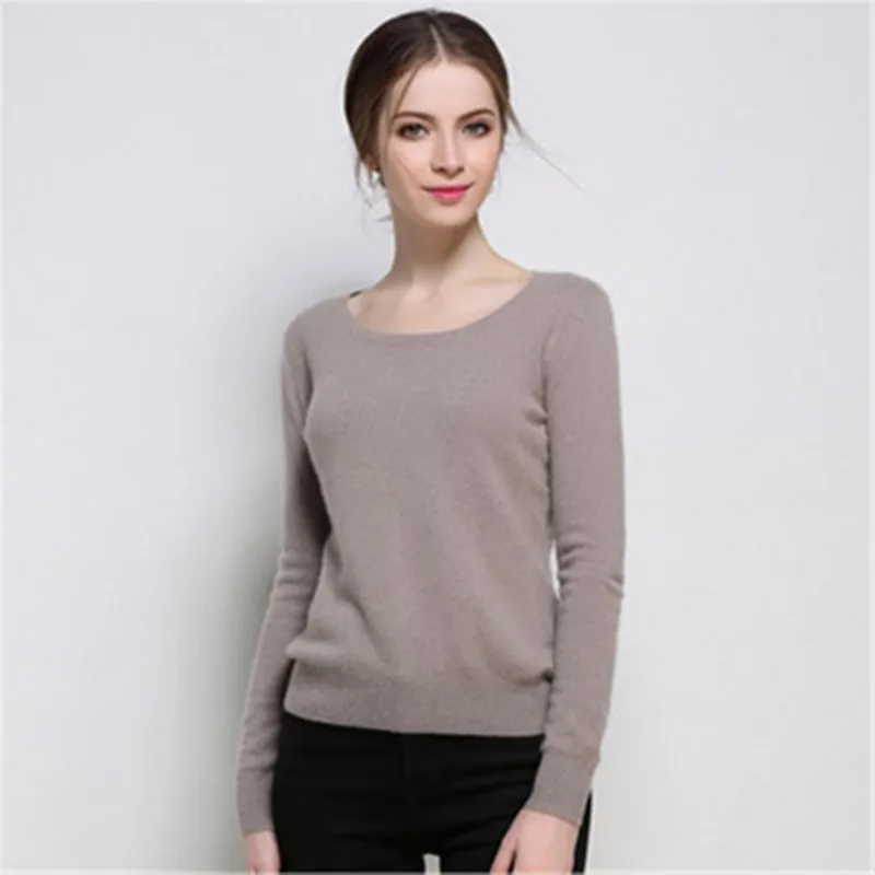 

Snaoutofit Spring Autumn New Cashmere Sweater Fashion Round Neck Wool Solid Color Short High-End Thin Pullover Shirt Hot Sale