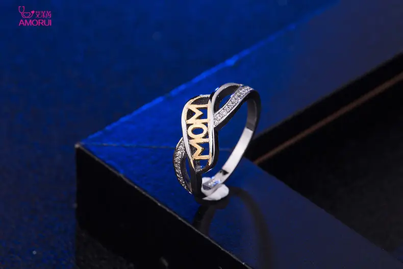 AMORUI Романтический AAA Циркон Любовь ювелирные изделия для мам кольцо Для женщин