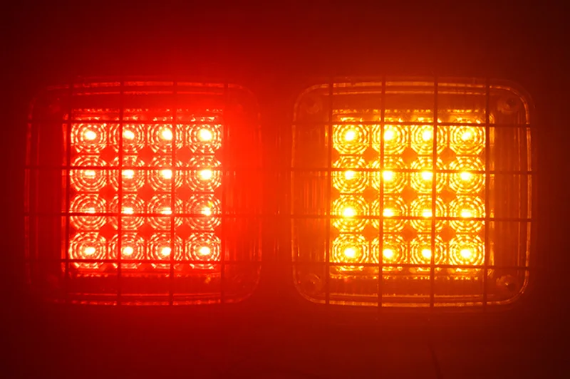 

2Pcs 24V 32LED Truck Trailer Rear Tail Lights with Iron Net Red Yellow Stop Light Turn Signal Light