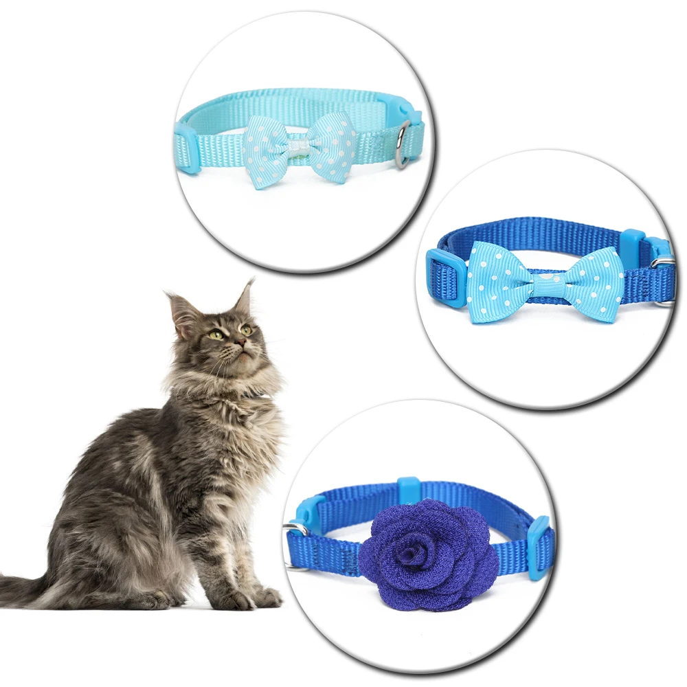 Синий Кот Китти милые ошейники для маленький щенок поводок ожерелье с кошкой