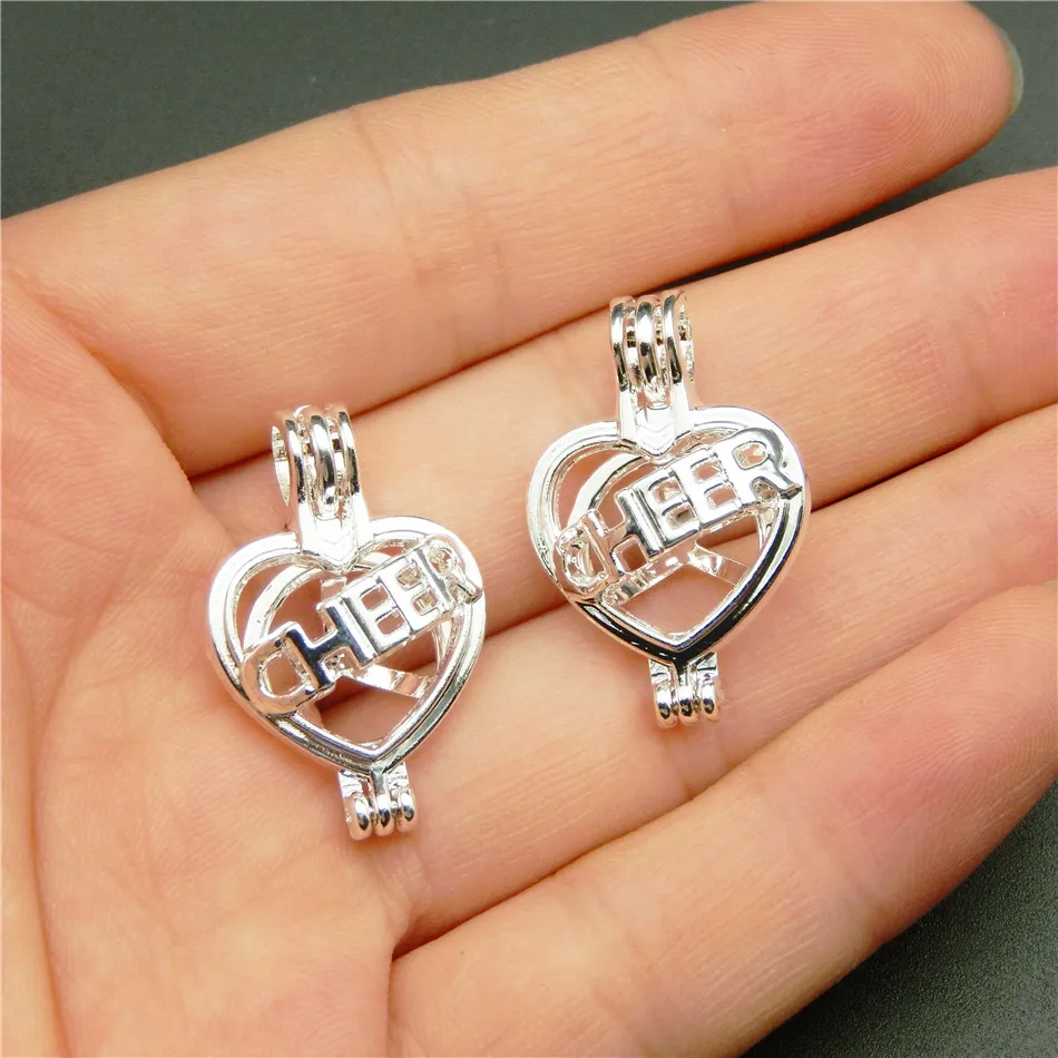 

10PCS Bright silver Pearl Cage Pendant Necklace Women Aromatherapy Essential Oil Diffuser Jewelry Necklace Making Oyster Pearl