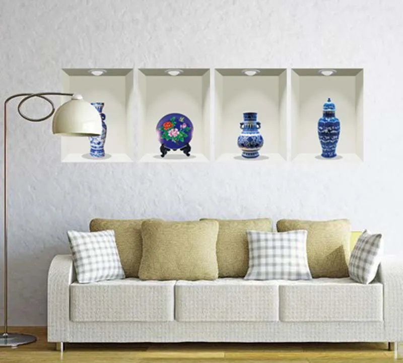 3D Наклейка на стену керамическая ваза Декор фрески наклейки искусство в