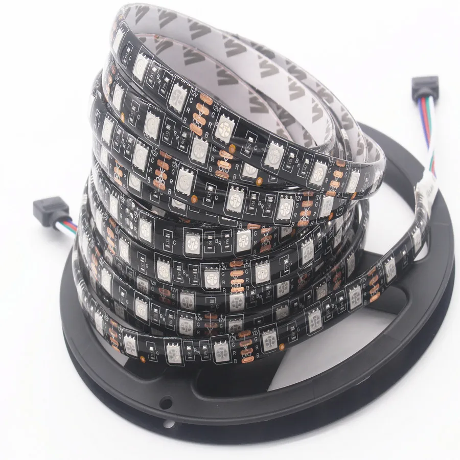 OSIDEN 5 м черный PCB RGB 5050 светодиодный скотч белый/теплый белый/синий СВЕТОДИОДНАЯ лента SMD 5050 DC12V IP20 без водонепроницаемости 60 Светодиодный/M светодиодный шнур