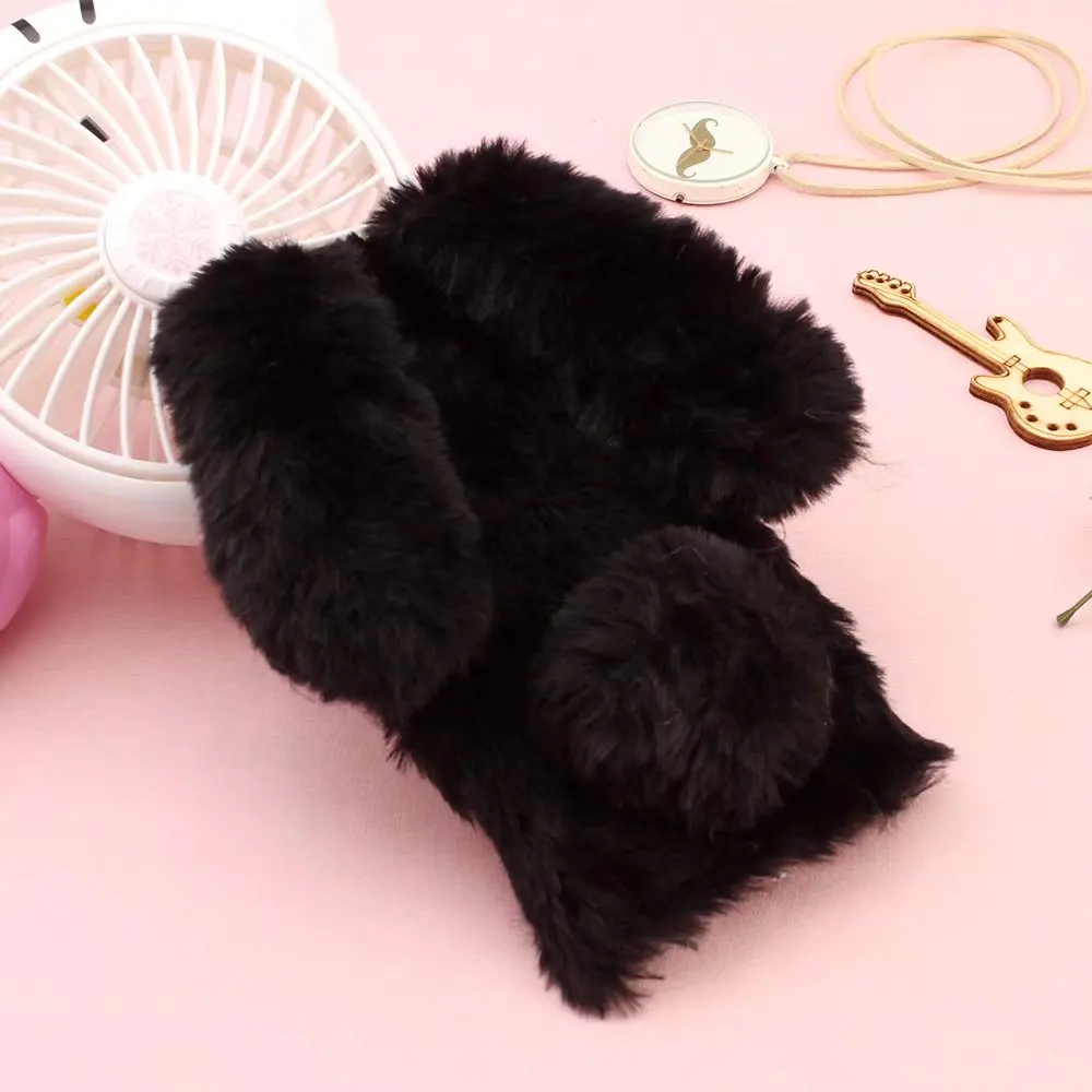 Милый тёплый мягкий чехол из ТПУ с 3d рисунком кролика куклы пушистого меха