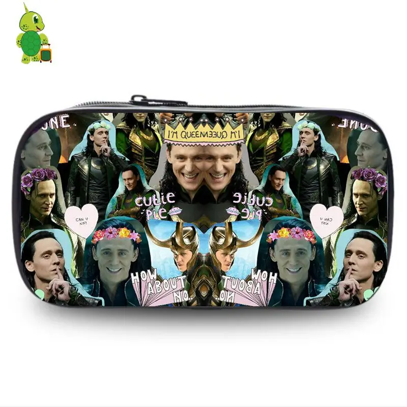 Известные Мстители Loki Tom Hiddleston коллаж косметички для мальчиков и девочек детские модные сумки для хранения большой емкости чехол-карандаш