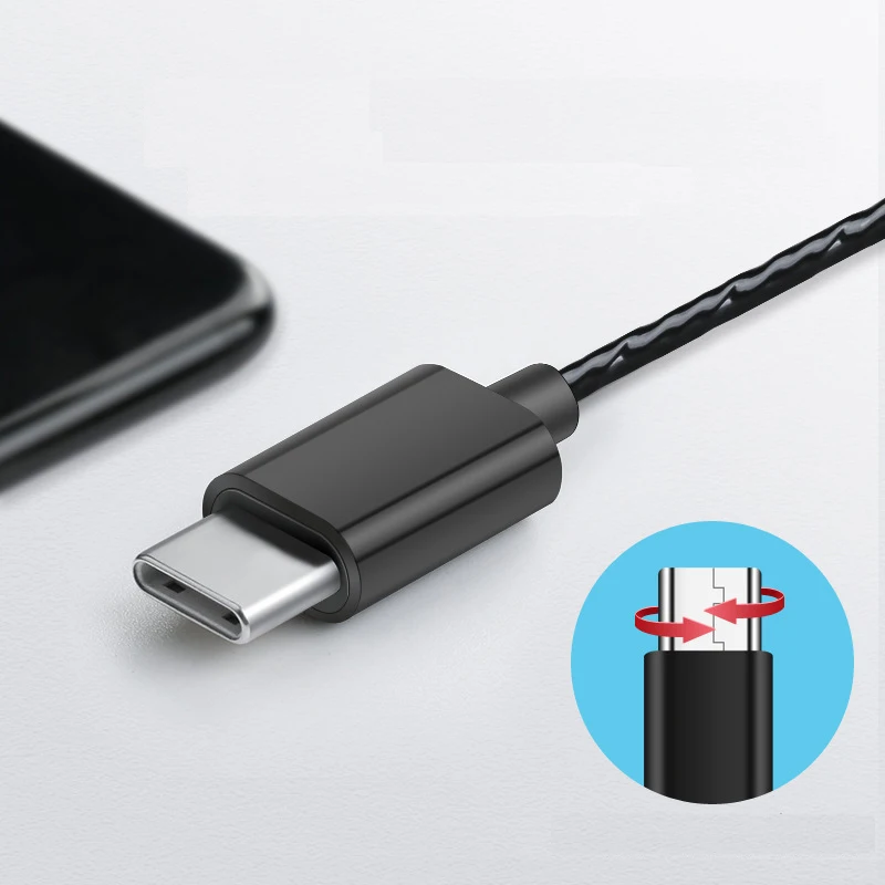Стерео проводная линия управления в ухо usb type C наушники вкладыши цифровой без