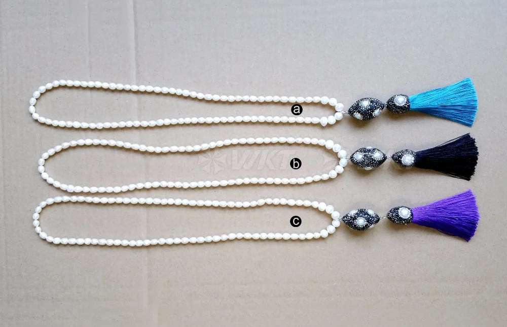 WT-NV168 эксклюзивное высококачественное кисточкой Цепочки и ожерелья с подвеска с шёлковой кисточкой Цепочки и ожерелья со стразами Подвеска Pave с жемчугом Цепочки и ожерелья