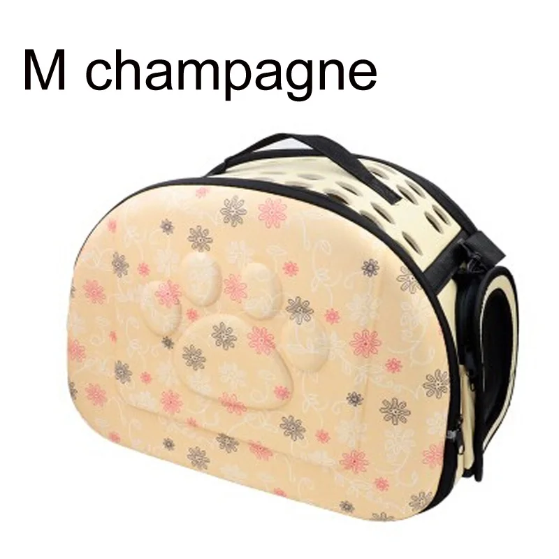 M Champagne Собака сумка-переноска для собак, кошек Складная Клетка складной ящик для Сумки из натуральной кожи Пластик сумки для переноски товары для домашних животных - Цвет: M Champagne