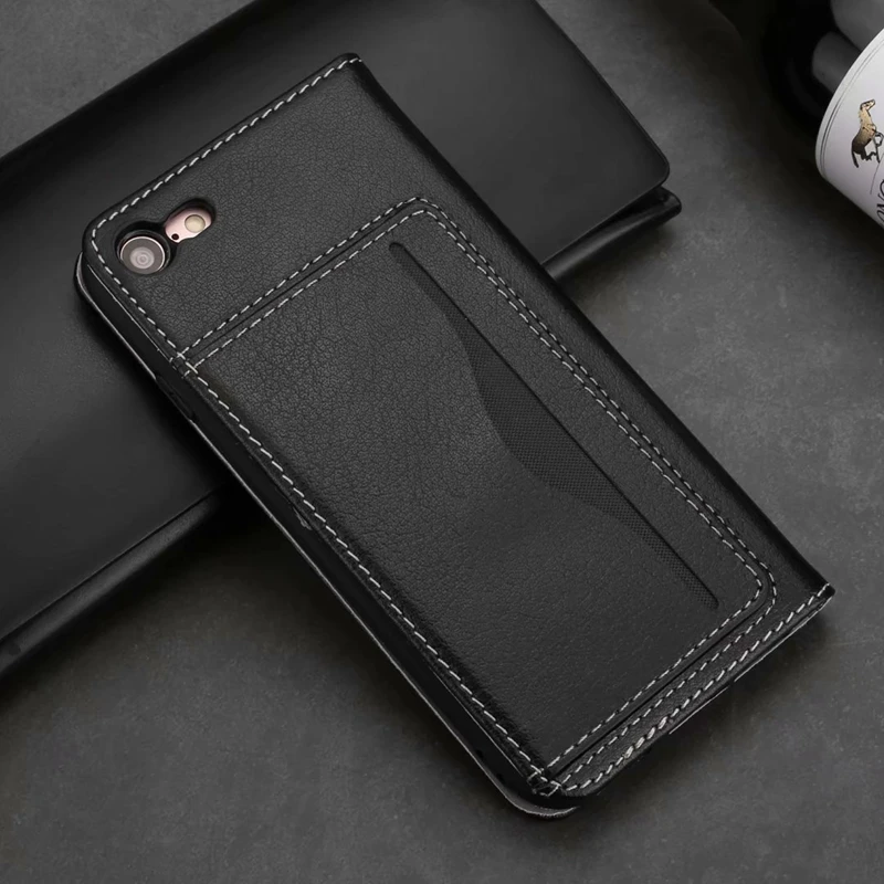 Чехол из натуральной кожи для iphone 7 plus 8 флип-кошелек с подставкой полностью