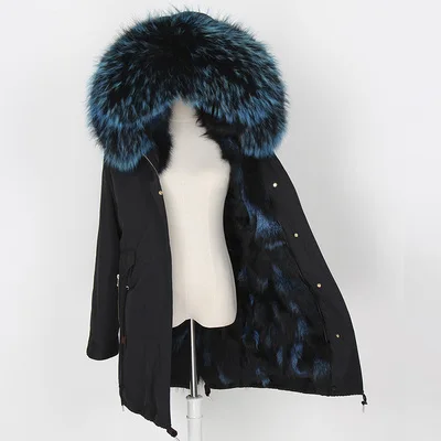 7 fox fur liner Длинная парка, зимняя куртка для женщин, воротник из натурального меха енота, капюшон, подкладка из натурального Лисьего меха, верхняя одежда, отстегивающаяся уличная одежда, новинка - Цвет: 7 fox fur liner