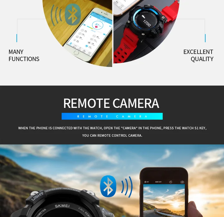 SKMEI Смарт часы для мужчин сердечного ритма спортивные часы Bluetooth Шагомер Калорий Цифровые Наручные часы 50 м Водонепроницаемый Relogio Masculino