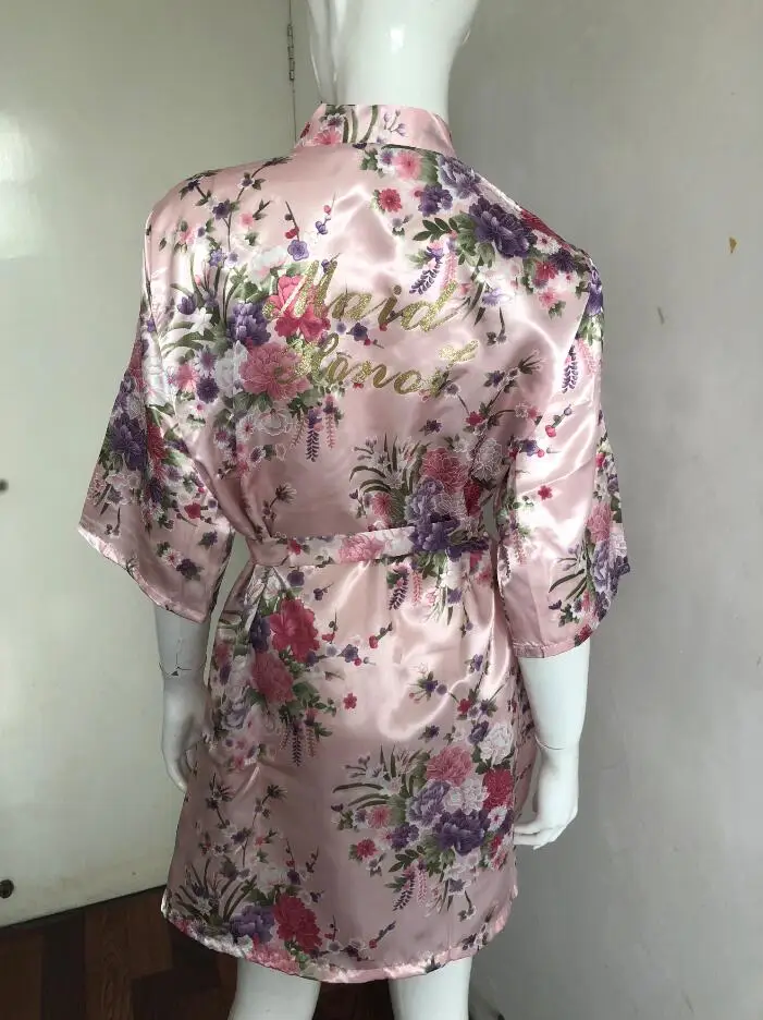 Pink Maid of Honor Женский халат с буквенным принтом для невесты, халаты для подружки невесты, халаты для матери невесты, вечерние Халаты для невесты, подарки - Цвет: Pink Maid of Honor