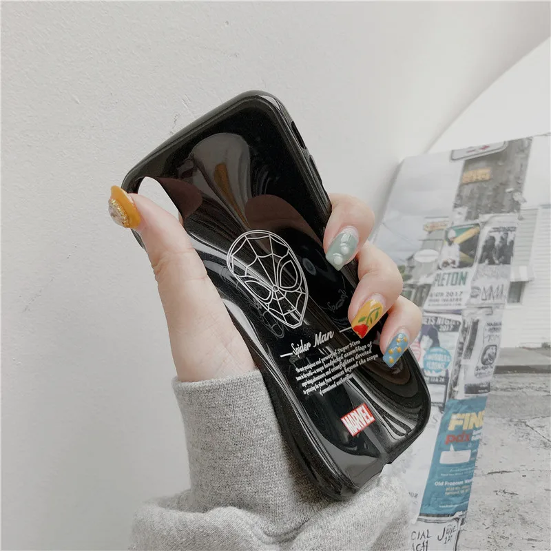 Marvel Железный человек Капитан Америка чехол Спайдермен для iPhone Xs Max XR X 8 7 6 6s Plus