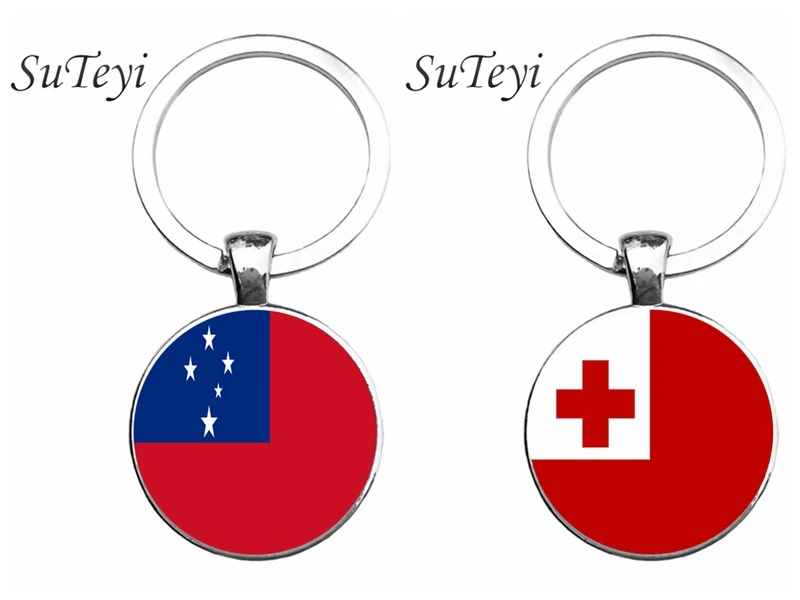 SUTEYI Шарм Печать на холсте флаг брелок Самоа/Тонга для ключей ювелирные изделия
