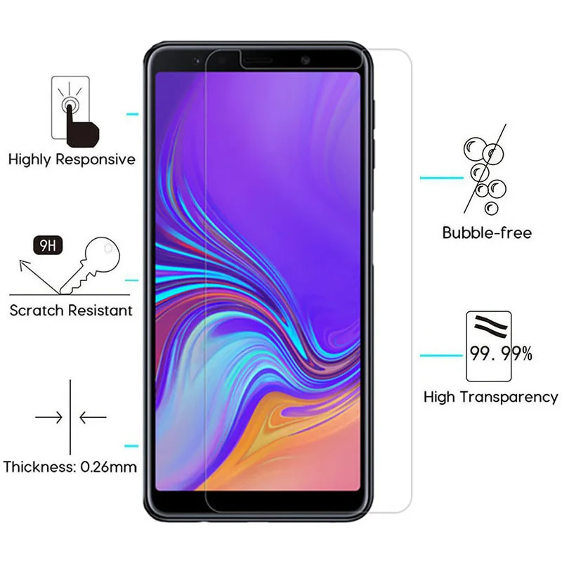 2 шт. закаленное стекло для samsung a5 a6 a7 a8 plus a9 2018 Защитное экрана Защитная пленка