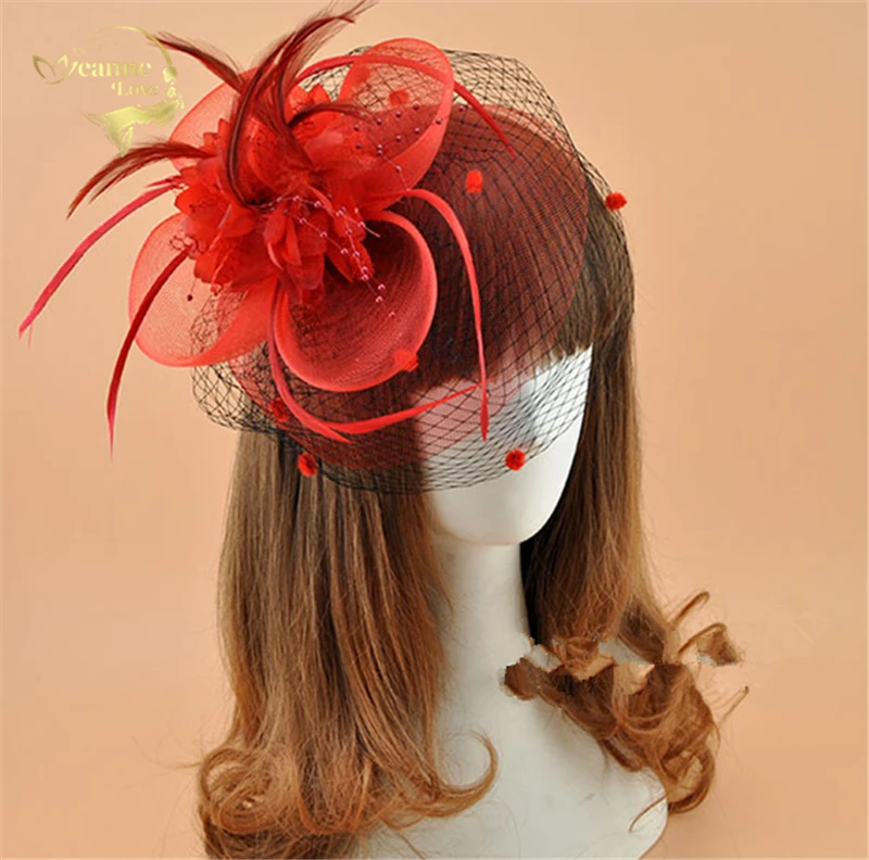 Фата для невесты Свадебная вуалетка с перьями и цветами цвет