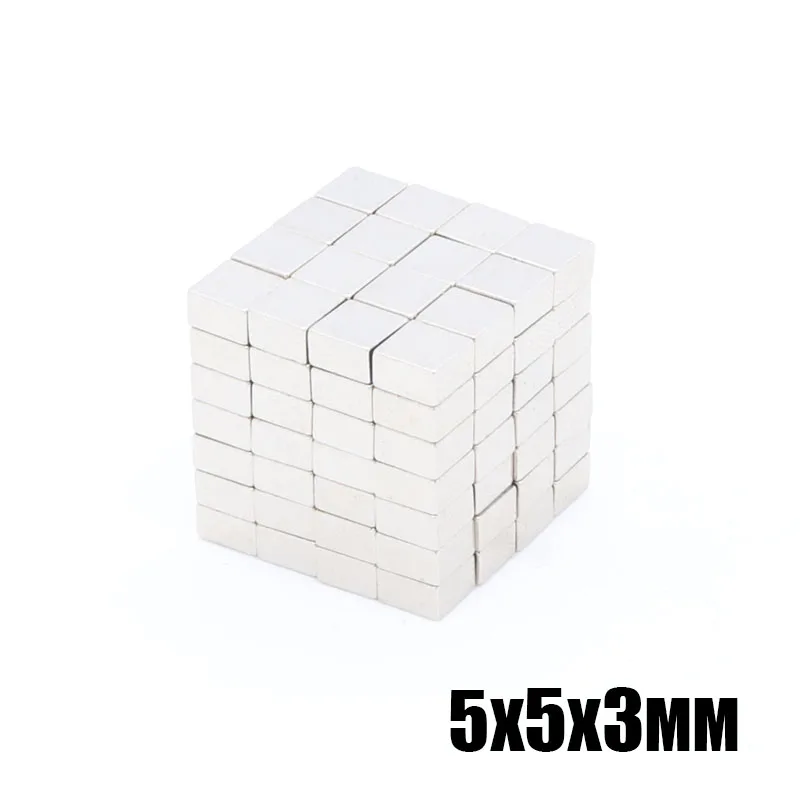 200 шт. 5x5x3 мм Мини N35 класс супер мощный магнитный блок NdFeB кубовидные