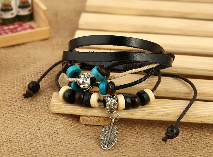Оптовая продажа подвески из натуральной кожи с левой подвеской браслет в стиле