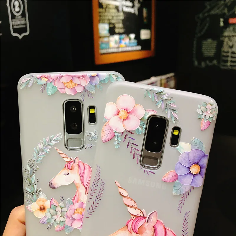 Cute Unicorn Matte Total package side very soft and ultrathin For Samsung S8 Plus S9 Note 9 Back cover Phone Case |