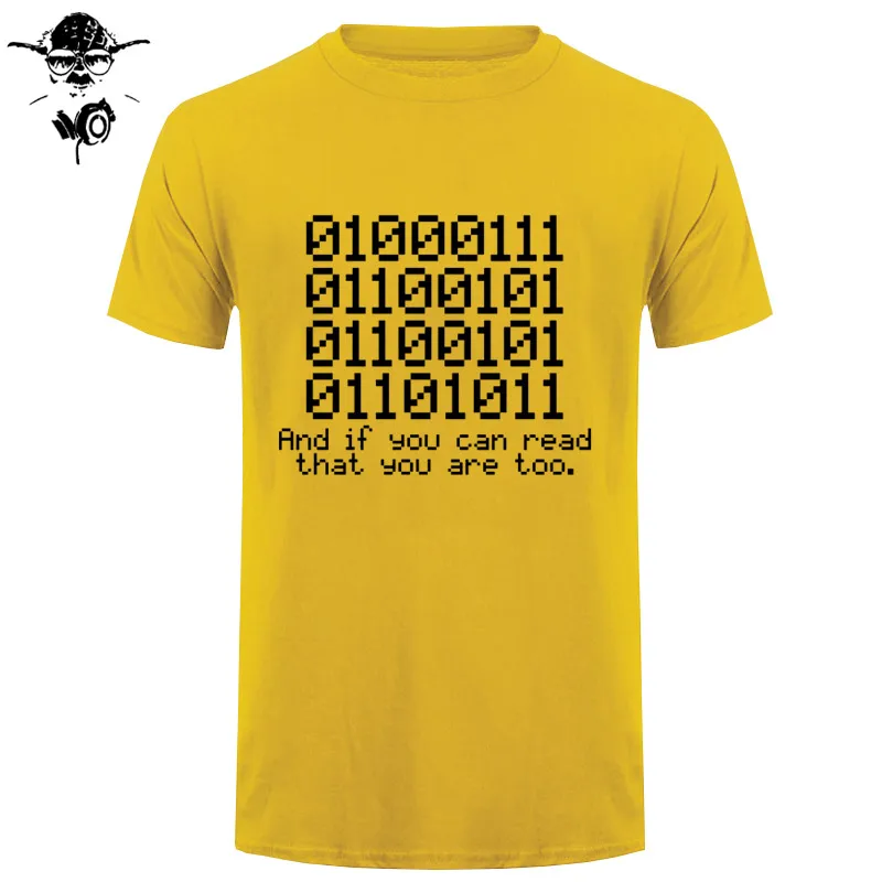 0100 бинарная футболка код Geek Nerd Tech Computing слоган подарок Забавный подарок 123t модные мужские футболки с круглым вырезом футболки - Цвет: yellow black
